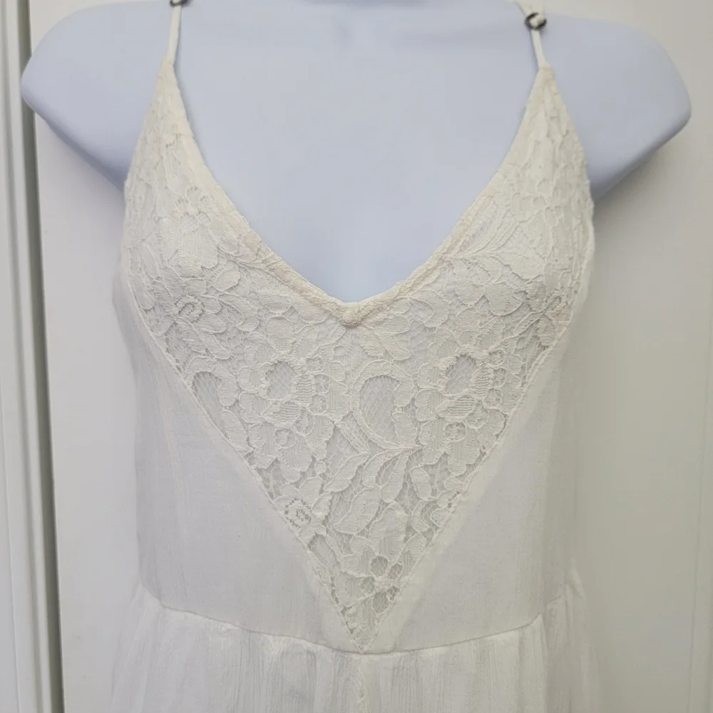 Abercrombie And Fitch White Lace Gauzy Maxi Dress Party Casual Bride Size Medium